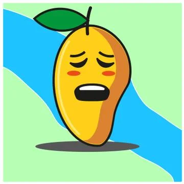 Cute Mango fruit cartoon face mascot character vector design Stock Illustration