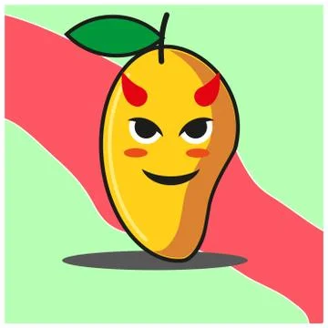 Cute Mango fruit cartoon face mascot character vector design Stock Illustration