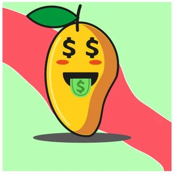 Cute Mango fruit cartoon face mascot character vector design Stock Illustration