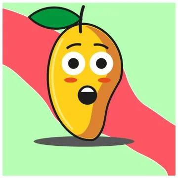 Cute Mango fruit cartoon face mascot character vector design Stock Illustration