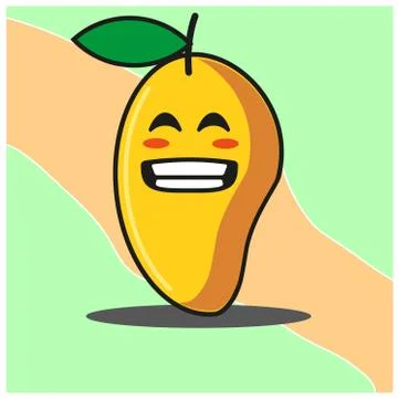 Cute Mango fruit cartoon face mascot character vector design Stock Illustration