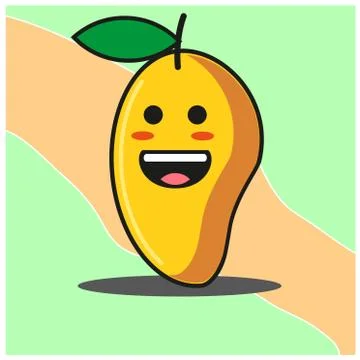 Cute Mango fruit cartoon face mascot character vector design Stock Illustration