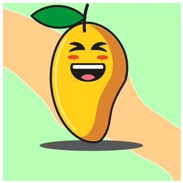Cute Mango fruit cartoon face mascot character vector design Stock Illustration
