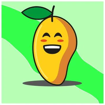 Cute Mango fruit cartoon face mascot character vector design Stock Illustration