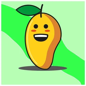 Cute Mango fruit cartoon face mascot character vector design Stock Illustration