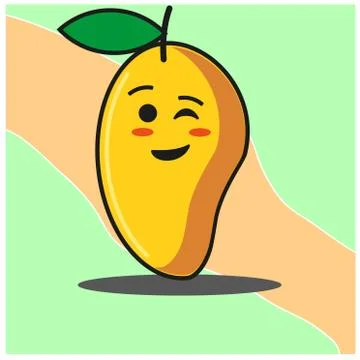Cute Mango fruit cartoon face mascot character vector design Stock Illustration