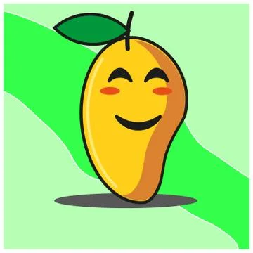 Cute Mango fruit cartoon face mascot character vector design Stock Illustration