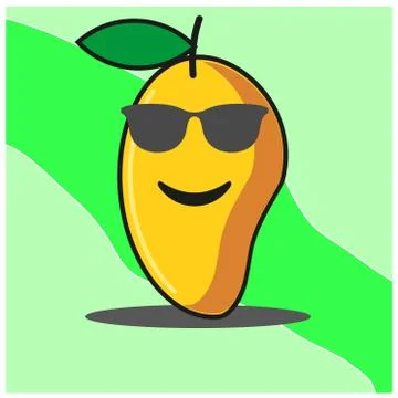 Cute Mango fruit cartoon face mascot character vector design Stock Illustration