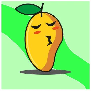 Cute Mango fruit cartoon face mascot character vector design Stock Illustration