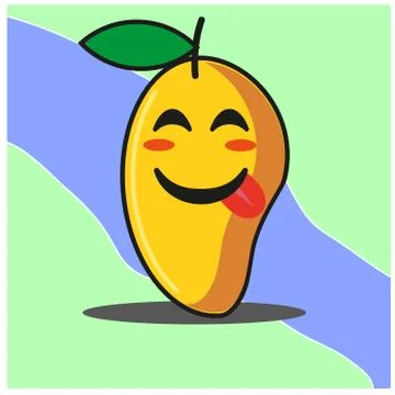 Cute Mango fruit cartoon face mascot character vector design Stock Illustration