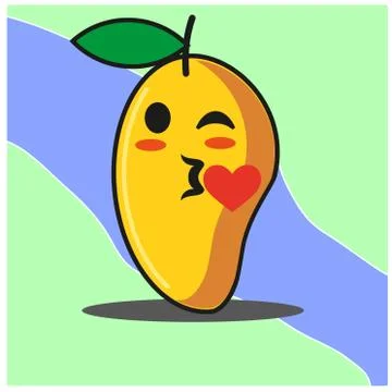 Cute Mango fruit cartoon face mascot character vector design Stock Illustration