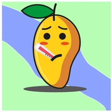 Cute Mango fruit cartoon face mascot character vector design Stock Illustration