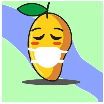 Cute Mango fruit cartoon face mascot character vector design Stock Illustration