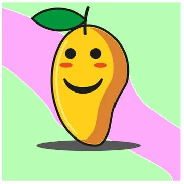 Cute Mango fruit cartoon face mascot character vector design Stock Illustration