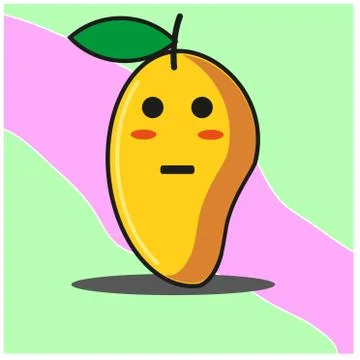 Cute Mango fruit cartoon face mascot character vector design Stock Illustration