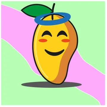 Cute Mango fruit cartoon face mascot character vector design Stock Illustration
