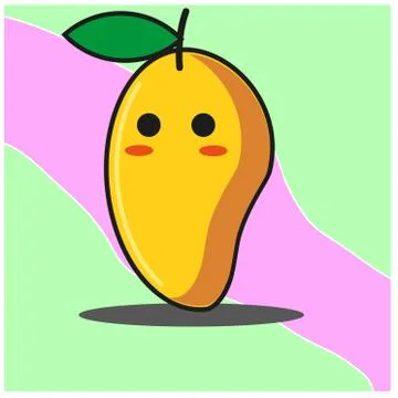 Cute Mango fruit cartoon face mascot character vector design Stock Illustration