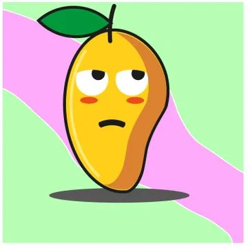 Cute Mango fruit cartoon face mascot character vector design Illustrazione stock