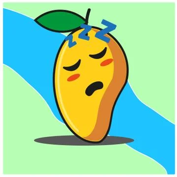 Cute Mango fruit cartoon face mascot character vector design Stock Illustration