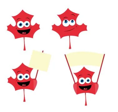 Cute maple leaf in different poses Stock Illustration