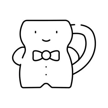 Cute marshmallow character wearing a bow tie icon Stock Illustration