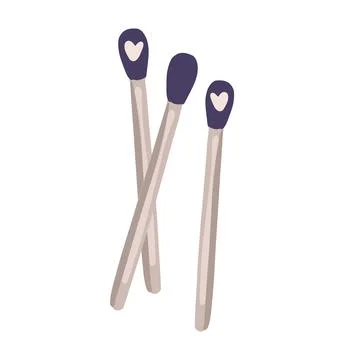 Cute matches vector hand-drawn, isolated on white background. Stock illustrat Stock Illustration