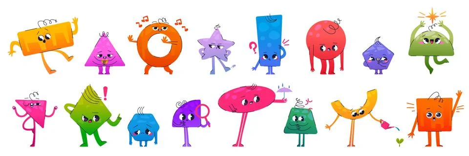 Cute math geometric figure shape character vector 库存插图