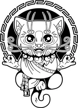 Cute meditating cat Illustrazione stock