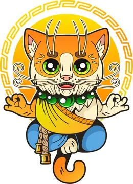 Cute meditating cat Stock Illustration