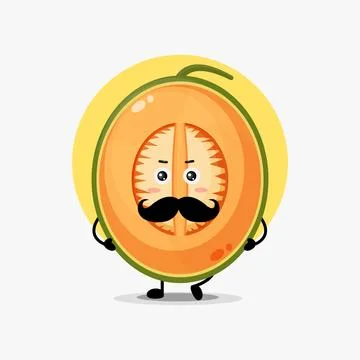 Cute melon character with mustache Stock Illustration