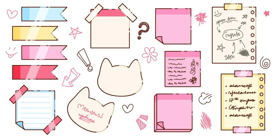 Cute memo note collection Illustration