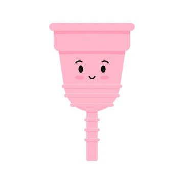 Cute menstrual cup character vector icon isolated on white background. Stock Illustration