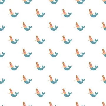Cute mermaid character seamless pattern on white background 스톡 일러스트