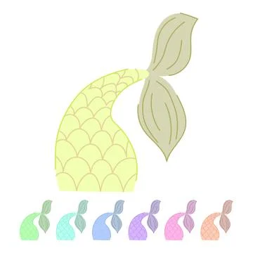 Cute mermaid tail vector cartoon graphic Stock Illustration