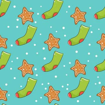 Cute merry christmas seamless pattern. Vector illustration. Stock Illustration