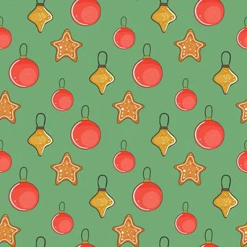 Cute merry christmas seamless pattern. Vector illustration. Stock Illustration