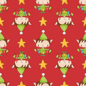 Cute merry christmas seamless pattern. Vector illustration. Stock Illustration