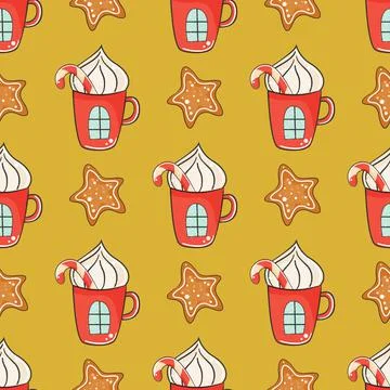Cute merry christmas seamless pattern. Vector illustration. Stock Illustration