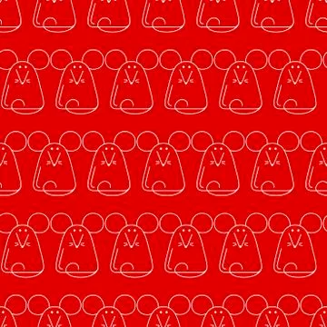Cute mice, vector seamless background. Monochrome hand drawn animals. Line st Stock Illustration