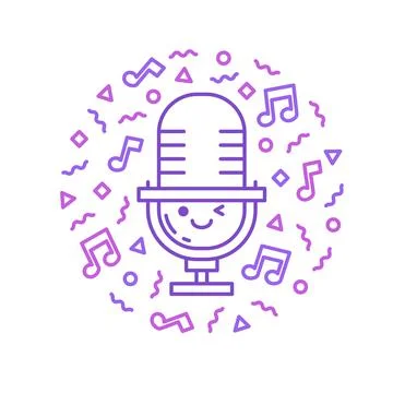 Cute Microphone Character Stock Illustration