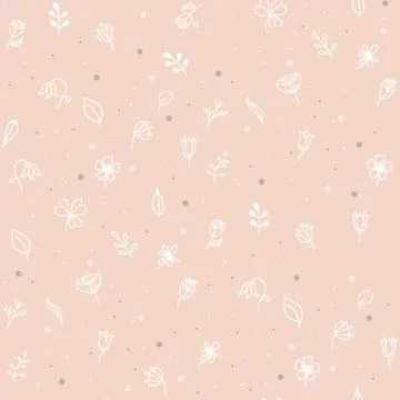 Cute mini doodle flowers vector seamless pattern Stock Illustration