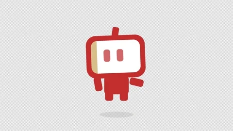 Cute Minimalist Red Robot TV Character 2D Animation 库存影片 344011372