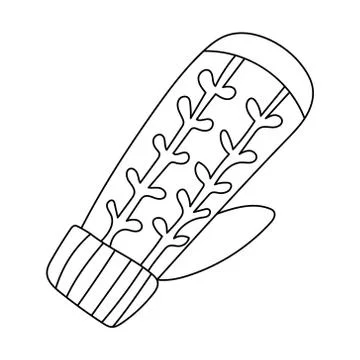Cute mitten decorated with pattern in doodle sketch style. Illustrazione stock