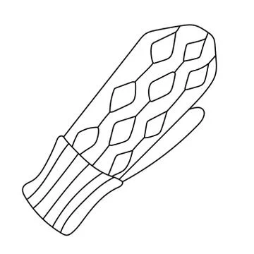Cute mitten decorated with pattern doodle sketch. Stock Illustration