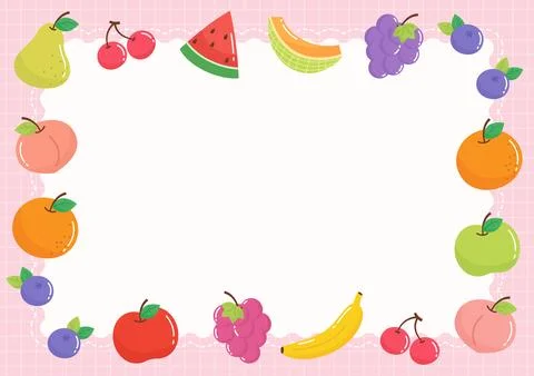Cute mixed fruit party frame 2 Stock Illustration