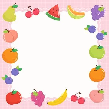 Cute mixed fruit party frame 1 Stock Illustration
