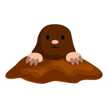 Cute mole emerging from underground in cartoon style Stock Illustration