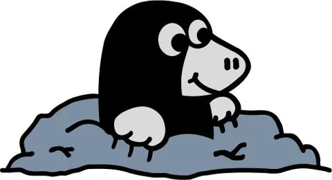 Cute Mole looking out of his hole Stock Illustration