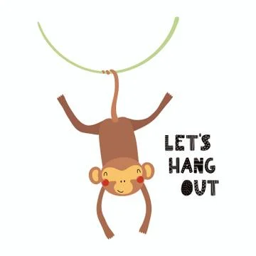 Cute monkey card Stock Illustration