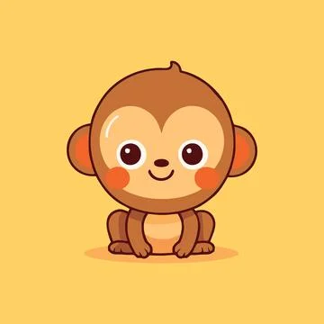 Cute monkey chibi mascot vector cartoon style Stock Illustration